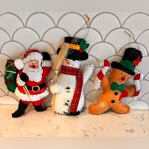 Felt Christmas Ornaments Santa,‎ Snowman And Gingerbread Man